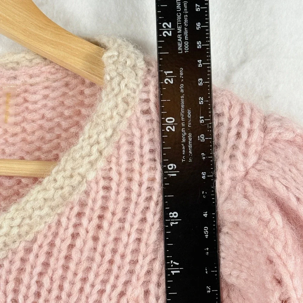 LoveShackFancy Aspyn Sweater WomensSmall Pink Alpaca Blend Puff Sleeve Soft Girl